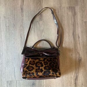MFIL Leather Leopard Print Hobo 6037 EUC